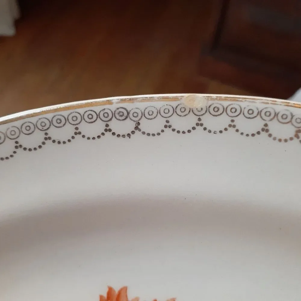 Century by Salem mid-century 23 k gold trim serving turkey platter plate dish